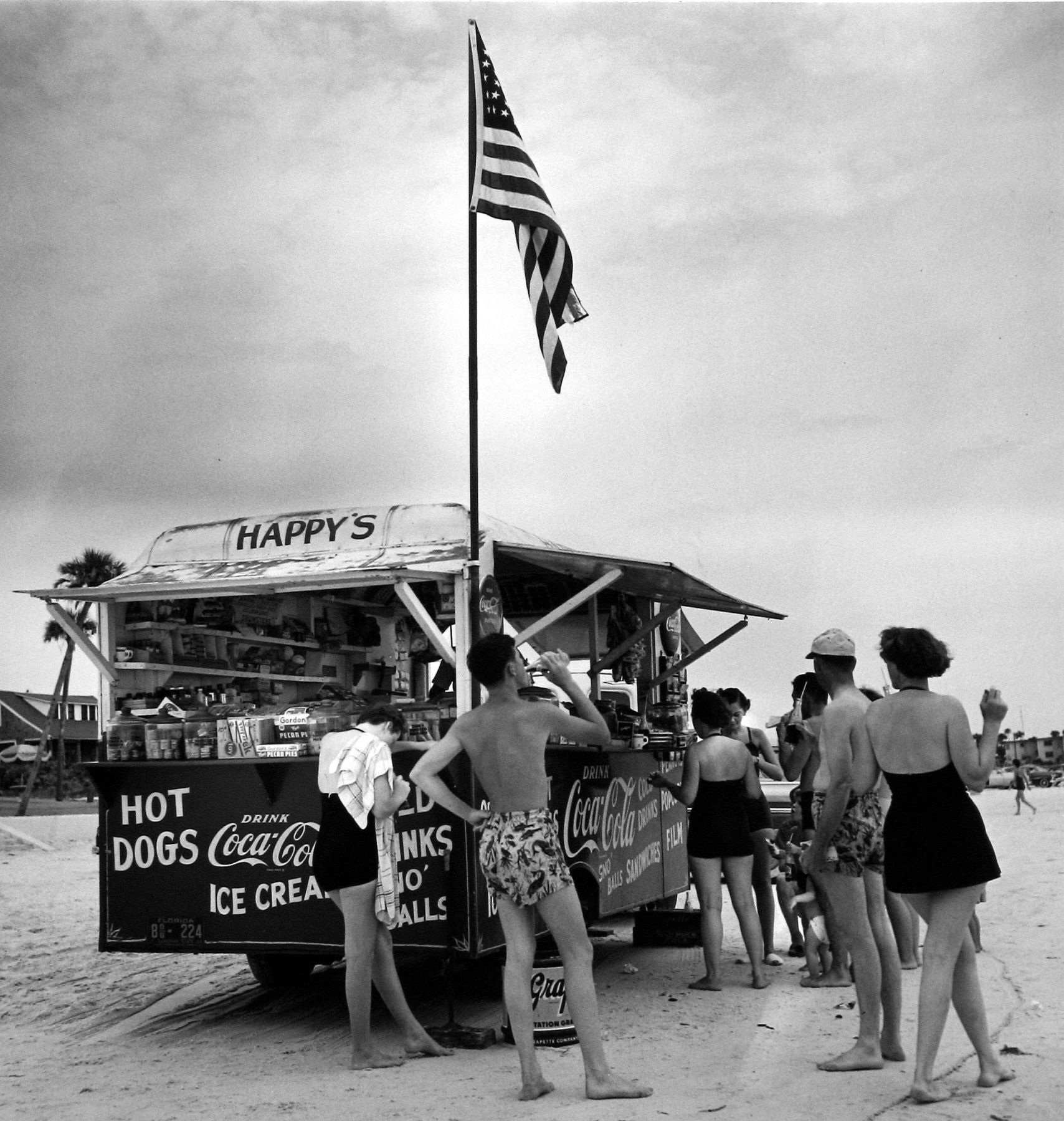 Happy's Refreshment Stand with woman,
                      Florida, ca 1954 Berenice Abbott